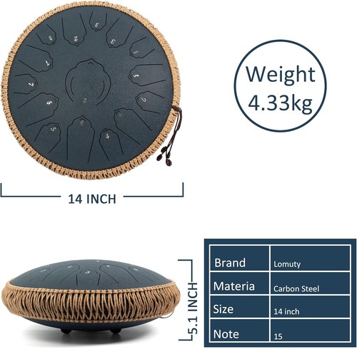 Steel Tongue Drum 15 Notes 14 Inch D-Key Panda Balmy Drum Percussion Instrument - Picture 3 of 12