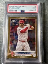 2022 TOPPS CHROME BRYCE HARPER GOLD LOGOFRACTOR /50 Phillies PSA 9