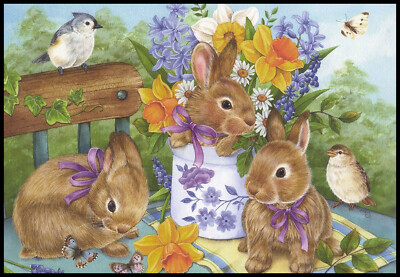 Greeting Card - Bird Rabbit - Jane Maday - Easter - 0299