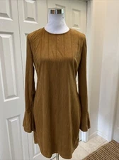 NWT Do+Be Brown Faux Suede Bell Sleeve Boho Medium