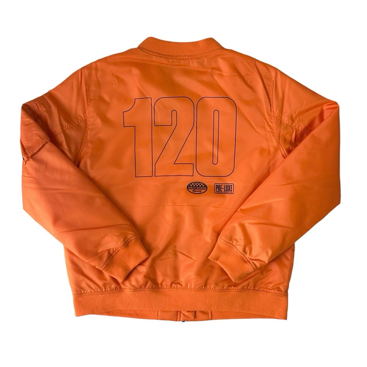 Harley Davidson Bomber Jacket Women's Size Large Orange 120th