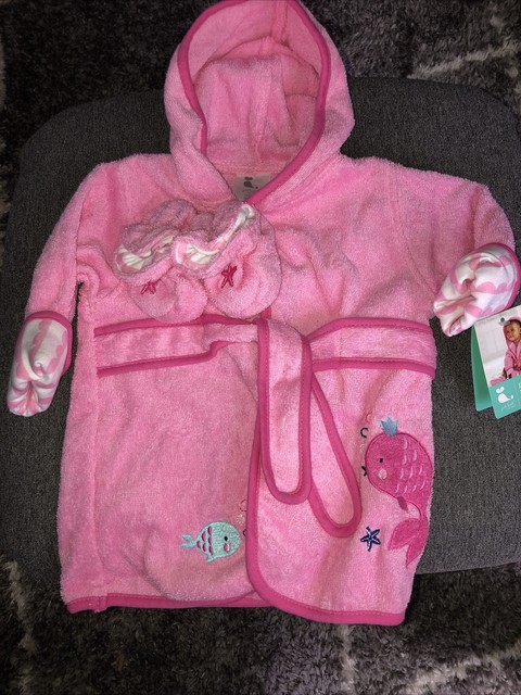 Just Bath By Just Born Bath Robe And Booties 0-9 Months Pink Just Bath By Just Born Bath Robe And Booties 0-9 Months Pink