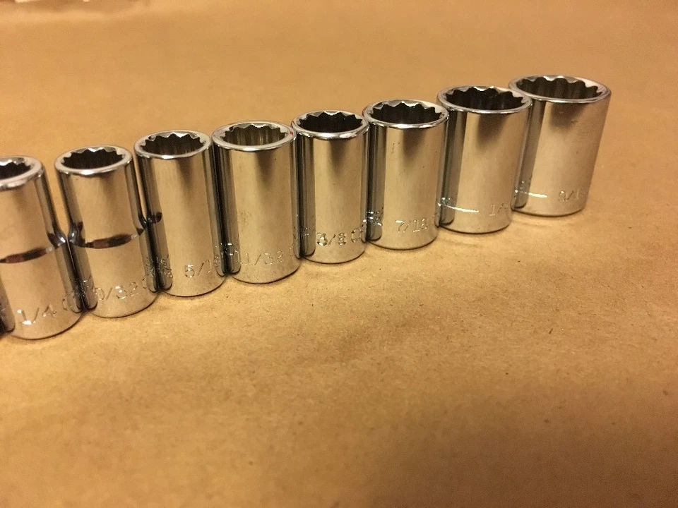 Craftsman 10pc 1/4 SAE 12pt Sockets Set Standard STD Point Drive Hand Tools - Image 4 of 4