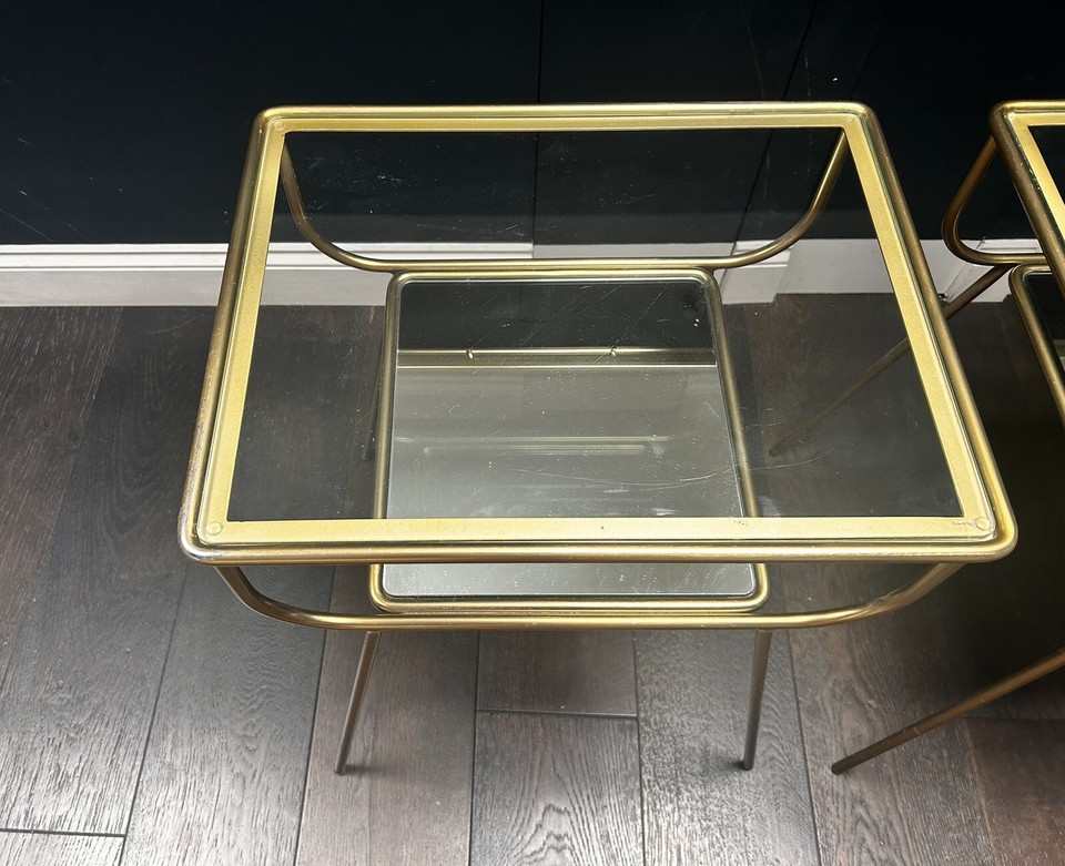 Nine elm Pair Of Glass And Brass Bedside Tables eBay