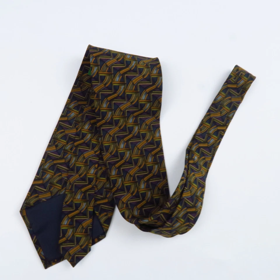 Corbata para Hombre J. Garcia Azul Púrpura Dorado Abstracta 58"x3.75" Artística Hippie Foto 4 de 4