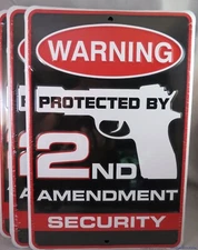 WHOLESALE LOT OF 12 2ND SECOND AMENDMENT SECURITY METAL SIGNS MADE IN USA gun 