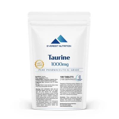 TAURINE 1000mg TABLETS Regeneration Fast Metabolism Essential For Health