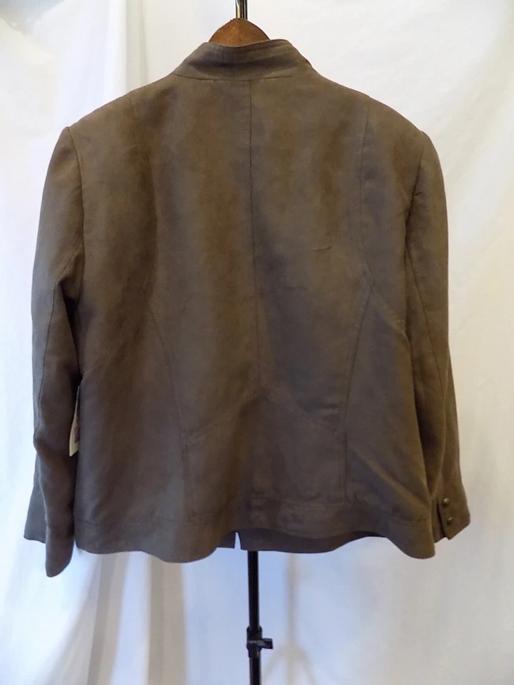 NWT TRIBAL STUDIO Mocha Brown Faux Suede Zipper Jacket Womens 1X (308) - Image 4 of 4