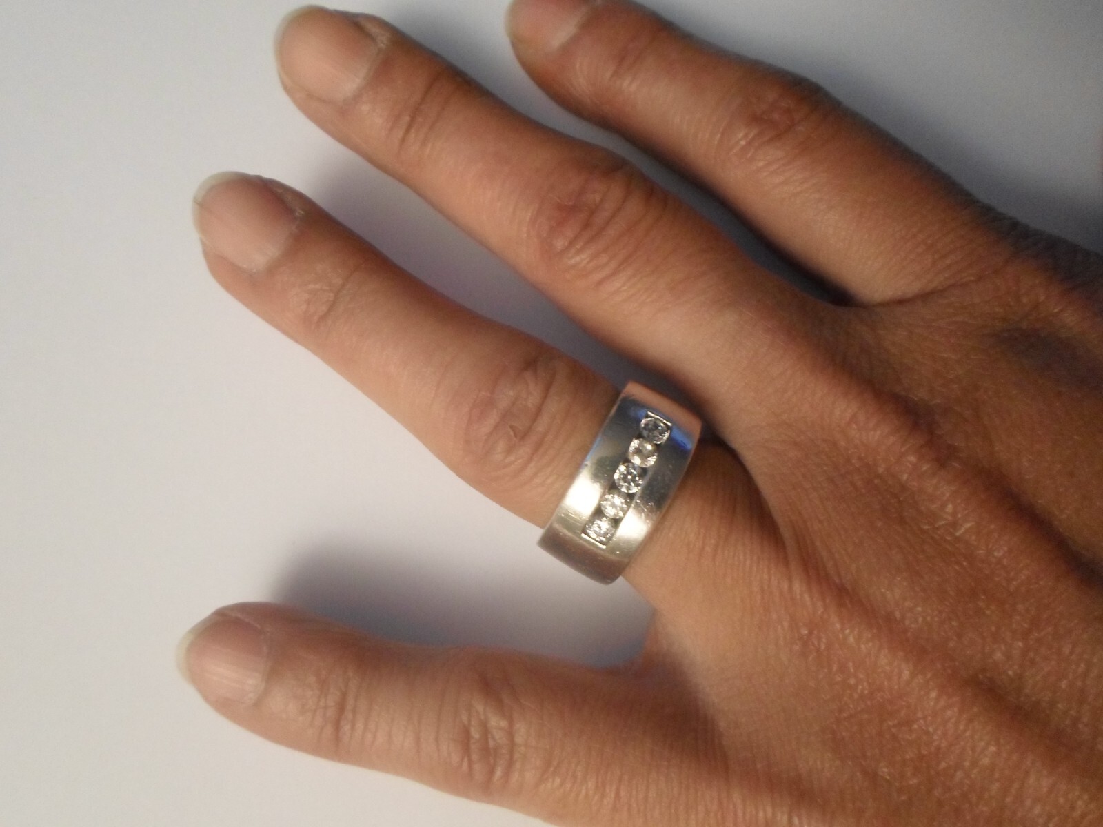 solid silver ring, zirconium inlaid ring, size 55… - image 3