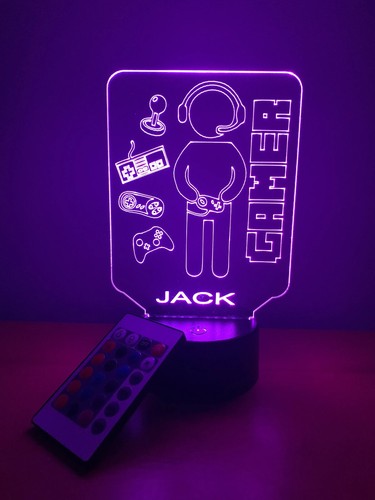 Gamer Night Light, Custom Engraved LED Light, Personalized FREE, 16 Color Option - Picture 6 of 10