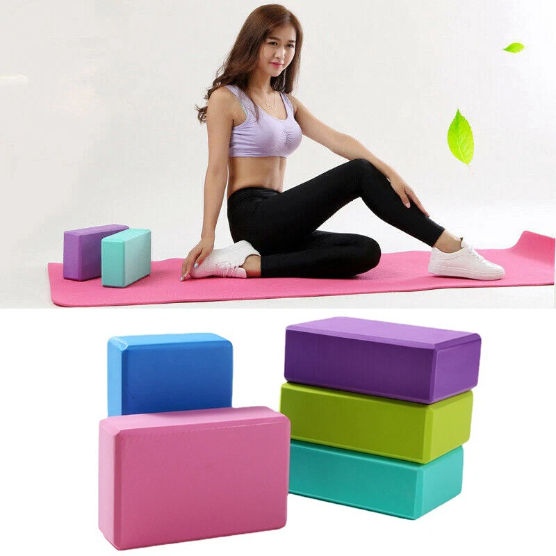 2x Yoga Fitness Brick Foam Pilates Block Workout Stretching Gym