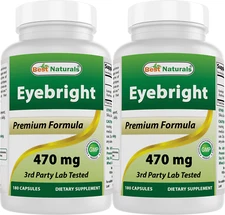 2 Pack Best Naturals Eyebright 470 mg 180 Capsules
