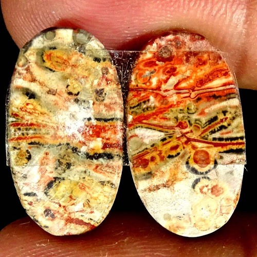 Natural Bird Eye Jasper Matched Pair Oval Pear Cushion Cab Loose Gemstone PK14 - Imagen 119 de 165