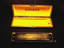 HOHNER "CHROMONIKA III" MUNDHARMONIKA MODEL 280/64 "C"  WOOD BOX Pre WWII