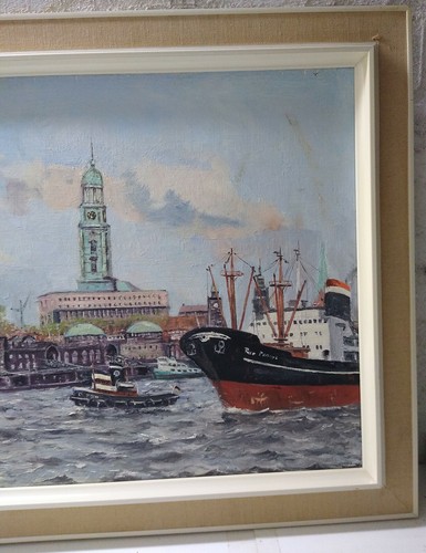 Bild Gemälde Hamburger Hafen Landungsbrücken Maritim Nautik Seefahrt - Bild 4 von 12
