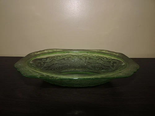 Uranium Green Glass Depression Glass Serving Dish