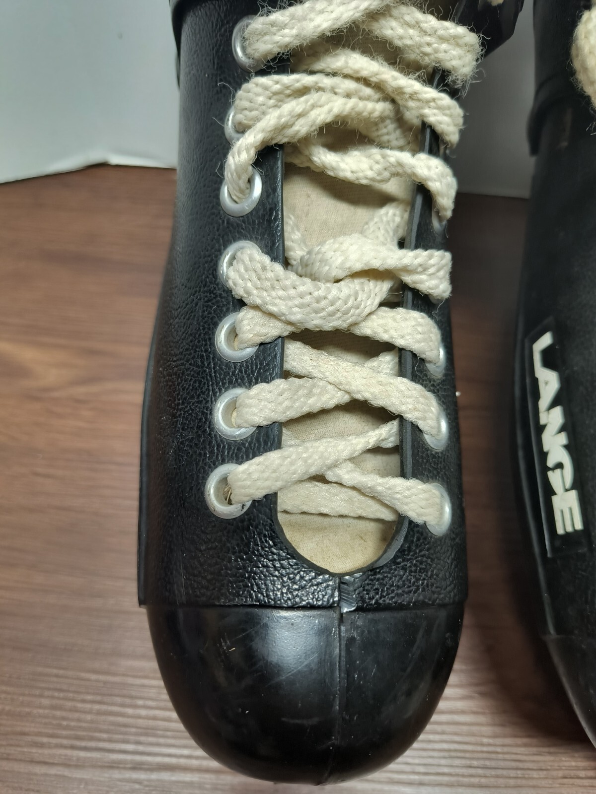 Hockey Lange Size 9 1/2 N Molded Mens Ice Hockey Skates Black Vintage