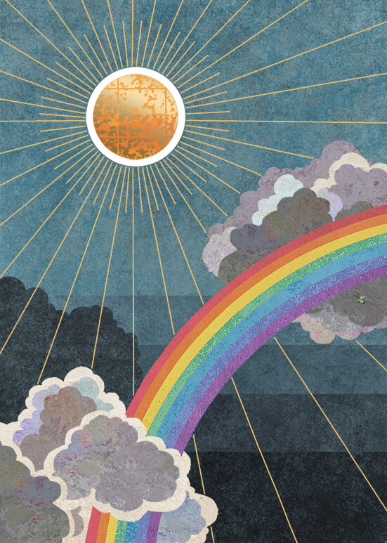 Rainbow Scenics Gold Foil Embossed Blank Card by Bug Art