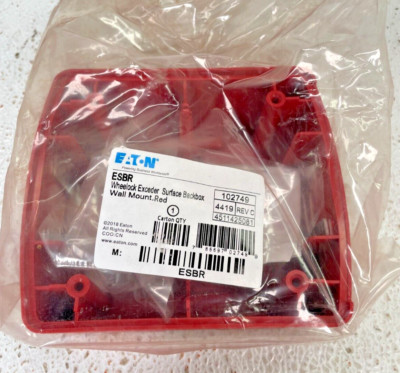 EATON 102749 ESBR WHEELOCK EXCEDER SURFACE BACK BOX, RED, INDOOR *NIB*