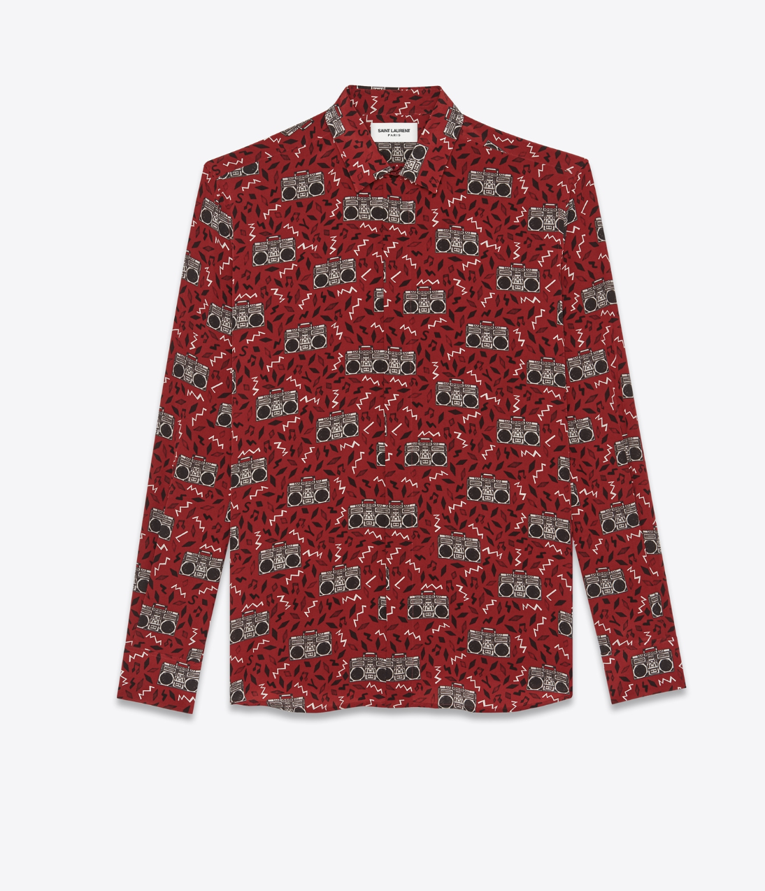 Saint Laurent Paris CREPE DE CHINE Radio button shirt Red YSL size IT 41