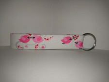NEW Keychain Car Keys Ring Purse Key Fob Wrist Strap Lanyard Key Card Pink Birds