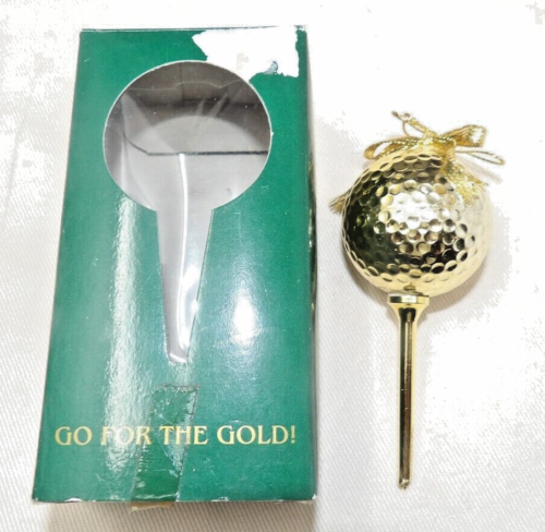 Adorno de pelota de golf vintage Kurt S Adler dorado “Go for the Gold” 3 3/4" de largo - Imagen 1 de 4