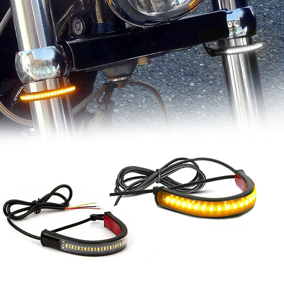 For Victory Motorcycle Flowing LED Turn Signal Strip Blinker White/Amber Light - Image 3 of 4