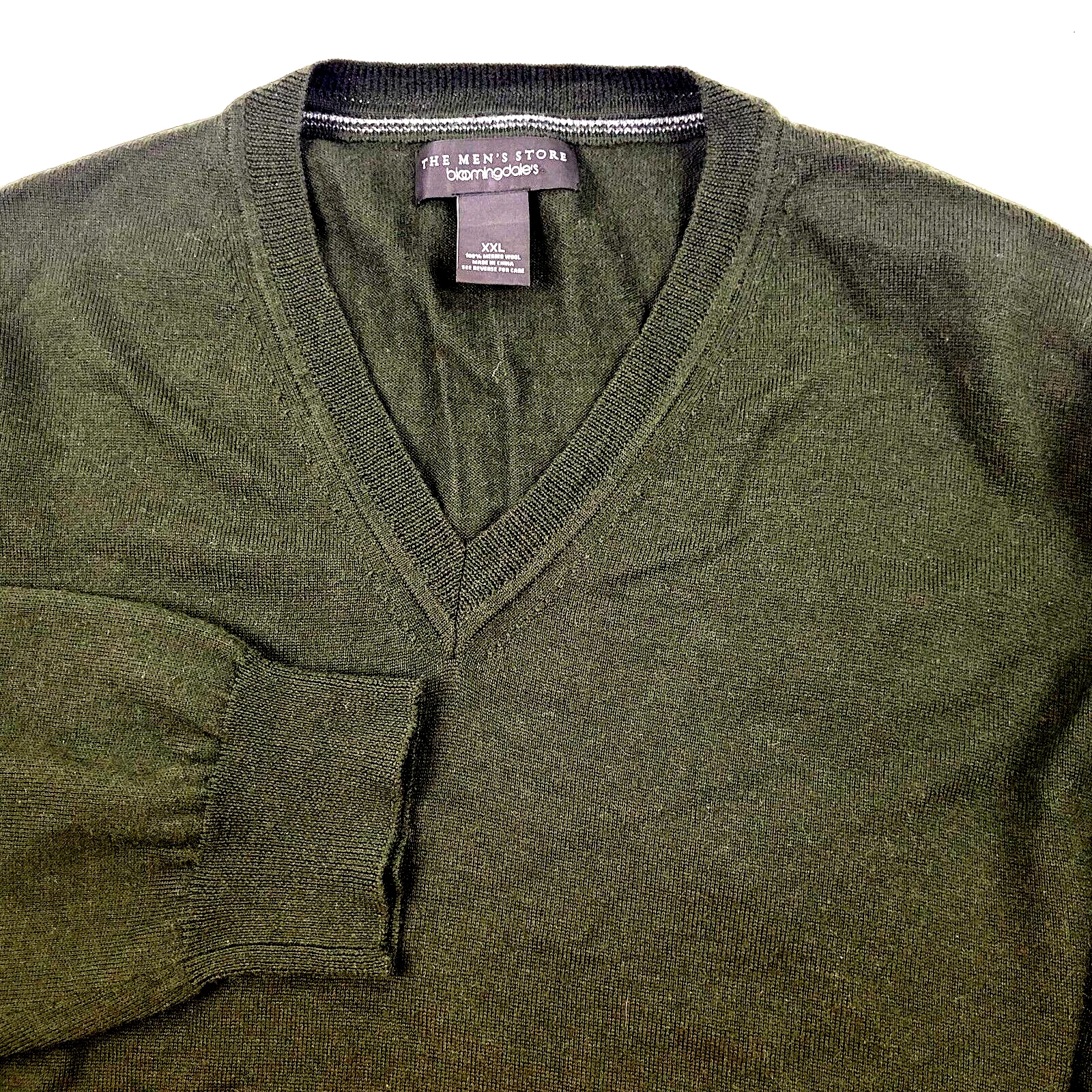 The Men's Store Bloomingdale's 100% Merino Wool Men Pullover Sz XXL V Neck Green