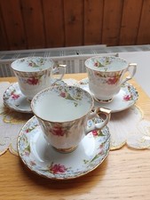 3 Espresso Tassen mit hübschem Rosen Muster Made in Poland