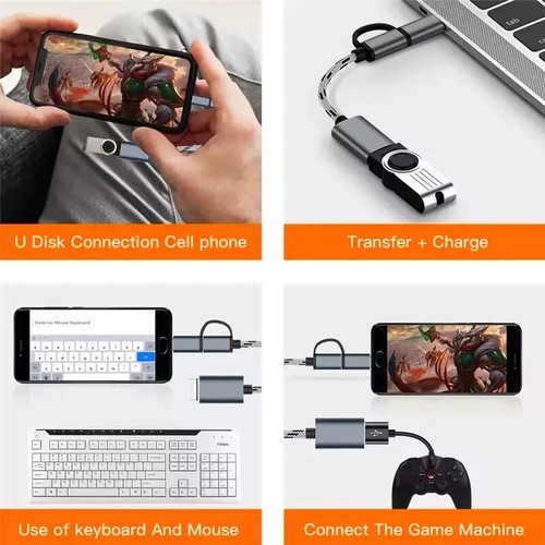 Prise USB C/Micro USB 2 en 1 vers USB-A Femelle, USB-A OTG Stocke Téléphone Portable - Photo 4/12