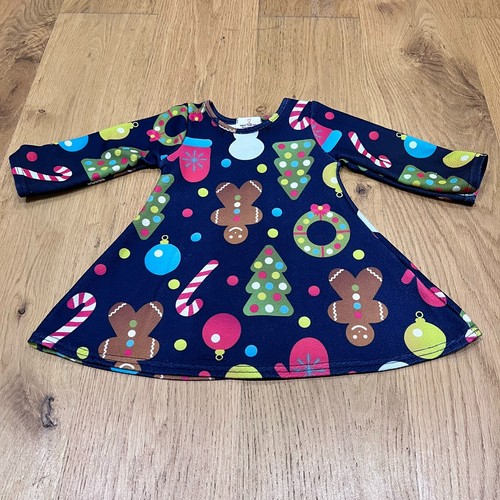 Christmas Want That Trend Dress 18-24 Mths Navy Vibrant Gingerbread Men Xmas - 第 3/9 張圖片