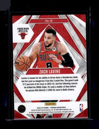 2023-24 Panini Phoenix #15 Zach LaVine Paragon Phoenix Blue Ice Chicago Bulls - Picture 2 of 2