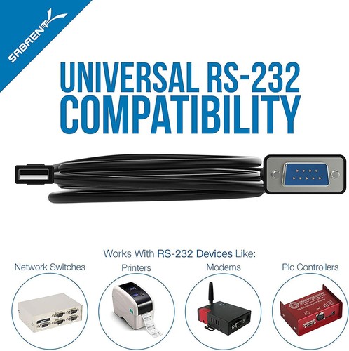 Sabrent USB 2.0 to Serial (9-Pin) DB-9 RS-232 Adapter Cable 6Ft Cable [FTDI C... - Picture 3 of 7