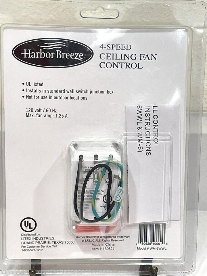 Ventilador de techo Harbor Breeze 4 velocidades NUEVO control #130624 - Modelo WM-6WWL Foto 3 de 4