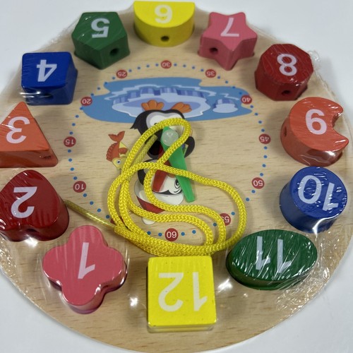 Wooden Digital Children's Clock Educational Early Education Beaded - Picture 2 of 4