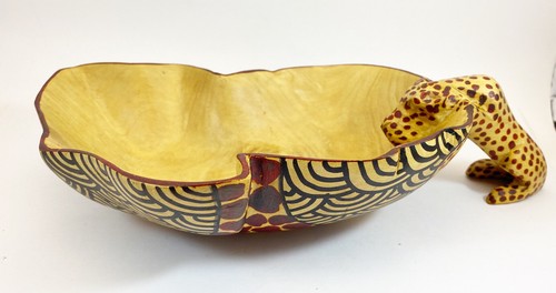 Handcrafted Wooden Cheetah Bowl from Ethnic Arts Africa - Picture 2 of 6