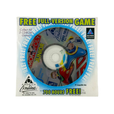 Monopoly Junior CD-ROM   NEW SEALED 2000 AOL Y2K Promo   Vintage PC Game