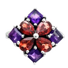 Floral Design Multi Stone Ring in 925 Silver - Women Statement Jewelry AGR1020