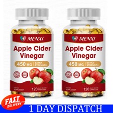 2 Botellas Cápsulas de Vinagre de Sidra de Manzana Suplemento Pérdida de Peso Desintoxicación y Limpieza