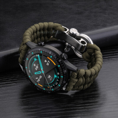 Premium Mens Rugged Woven Watch Band Strap Adjustable Nylon Wristband 20 22 24mm