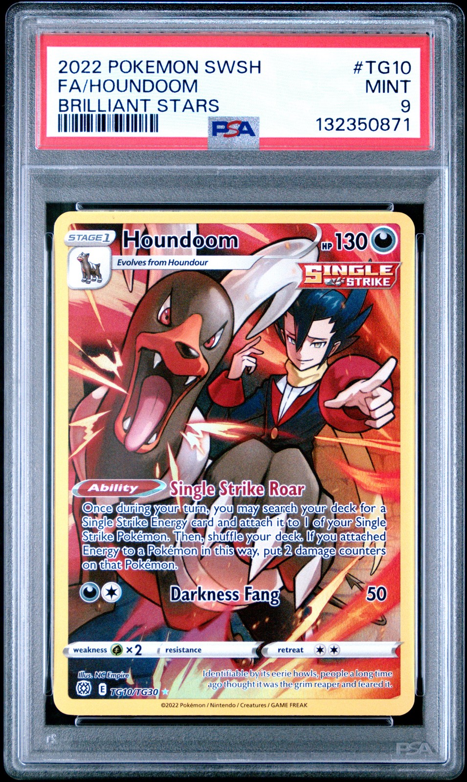 2022 POKEMON SWORD & SHIELD BRILLIANT STARS #TG10 FULL ART/HOUNDOOM PSA 9
