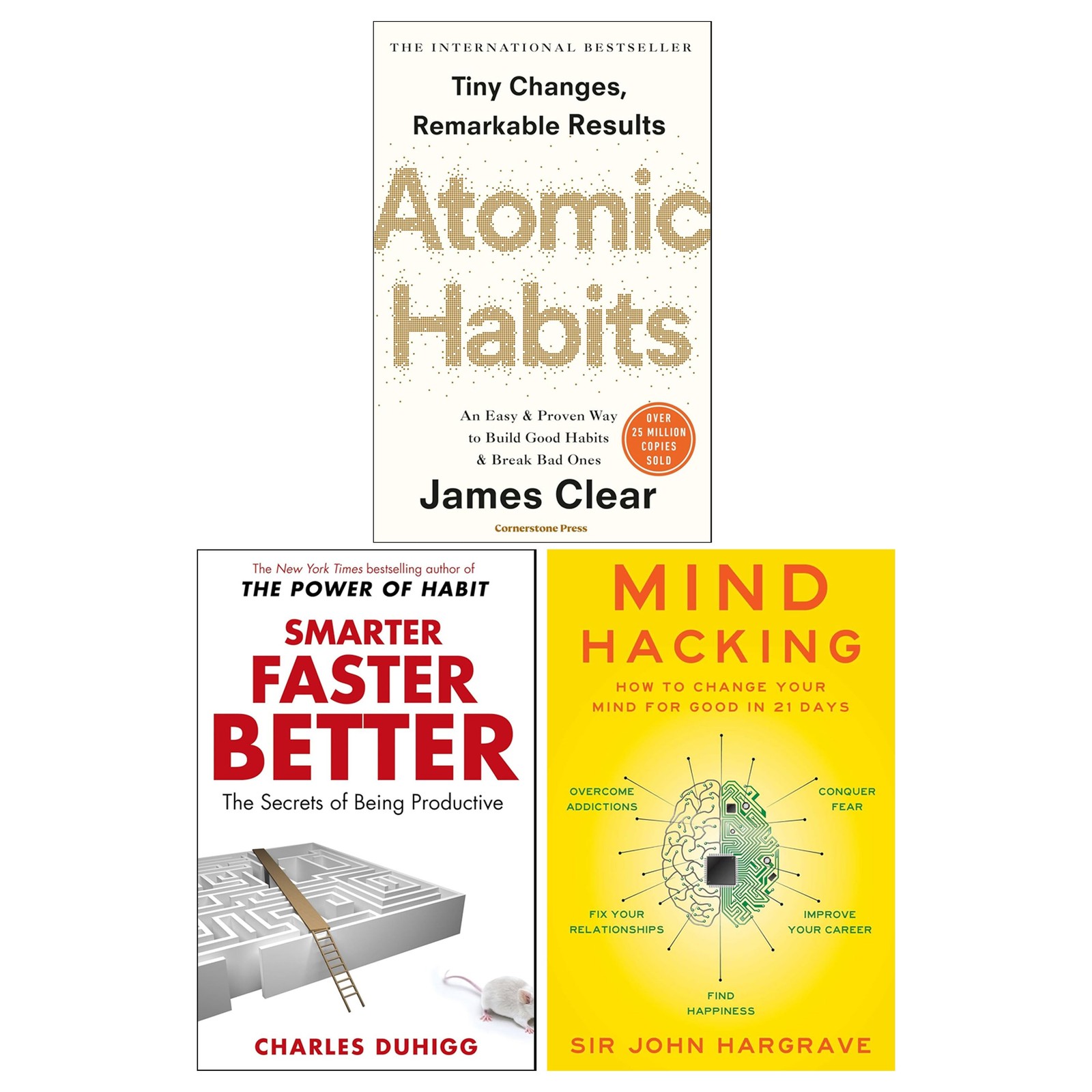Atomic Habits, Smarter Faster Better & Mind Hacking 3 Books Set - NonFiction-PB