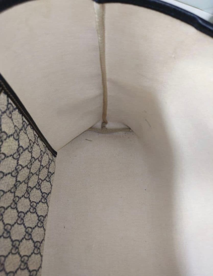 Gucci Tote Bag Canvas GG Pattern Beige Navy Authentic Excellent Condition thumbnail 7