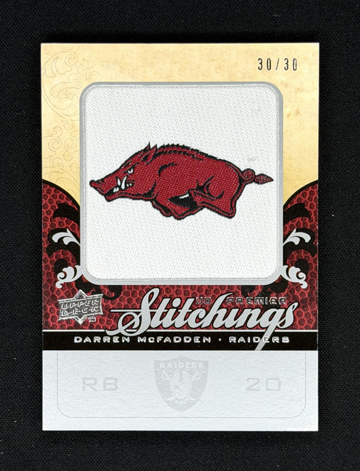 Darren McFadden 2008 Upper Deck Premier Stitchings College Logo Silver /30