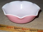 1 Vintage Hazel Atlas Crinoline Pink Ripple Milk Glass Berry Bowl Dish EUC.