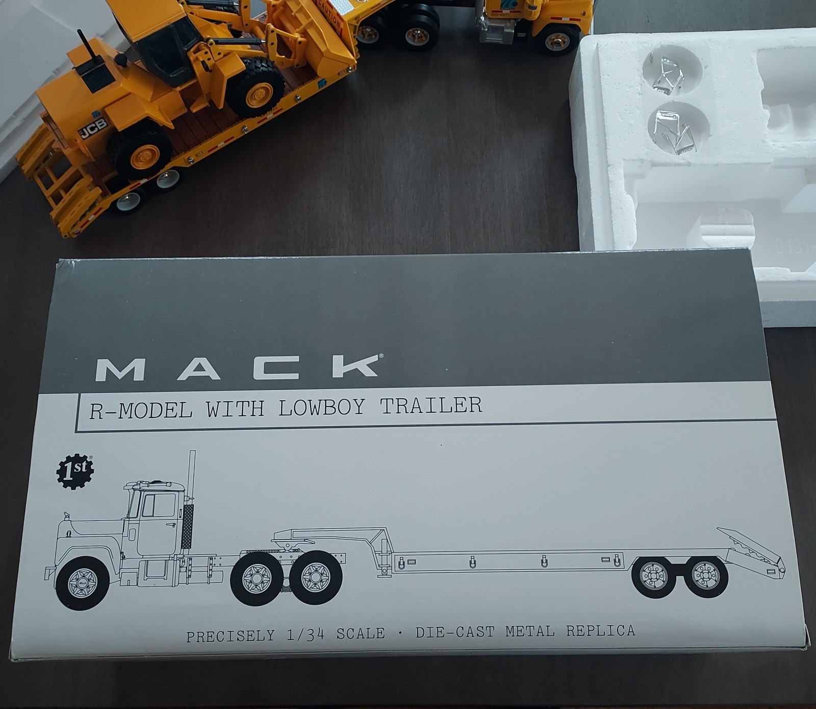 First Gear Penn DOT Mack R-Model Tractor w/Lowboy 1:34 & Loader Special Pairing!