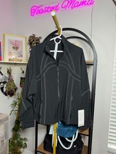 RARE Lululemon Define Oversized Jacket Swift Fabric Black / White Stitch Size 12