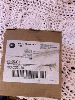 Allen-Bradley 100-C23L10 Contactor 3-Pole 23A 208-240V Coil 1NO Auxiliary