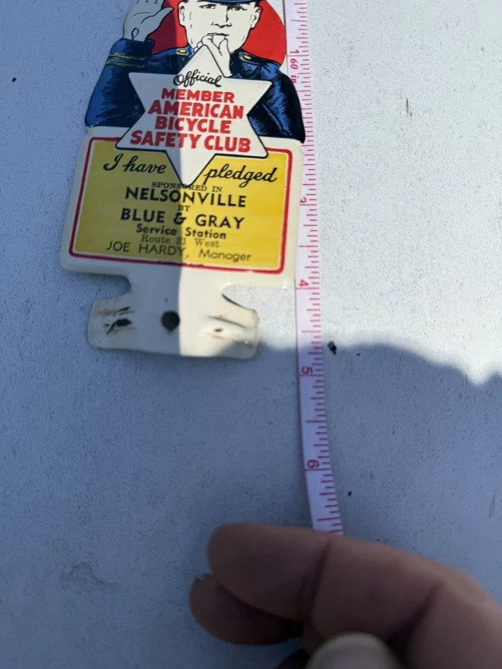 Placa de licença de bicicleta rara clube de segurança policial placa de publicidade superior Schwinn - Imagem 4 de 4