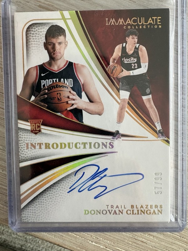 Donovan Clingan RC 2024-25 Immaculate Introductions On-Card Auto /99 (AU, RC)